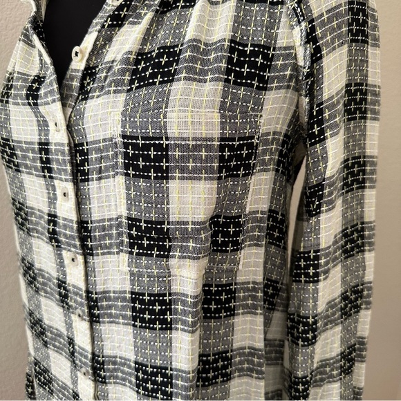 NWT Anthropologie Pilcro Wool Blend Breezy Plaid Button Up Shirt Yellow Black - Picture 6 of 16